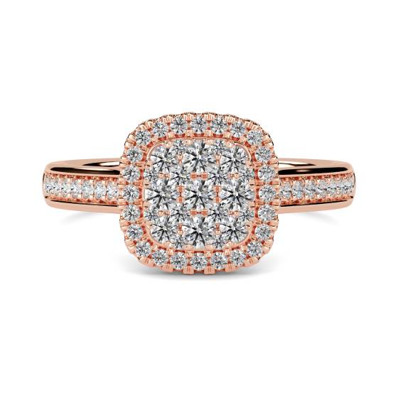 Elegant Round Diamond Halo Cluster Ring
