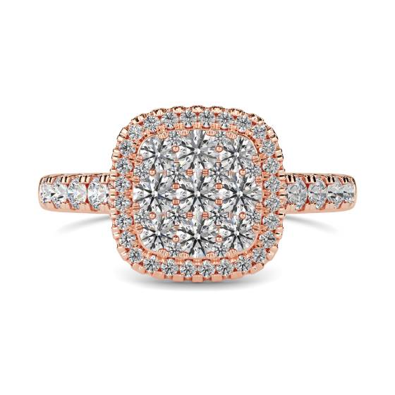 Elegant Round Diamond Halo Cluster Ring