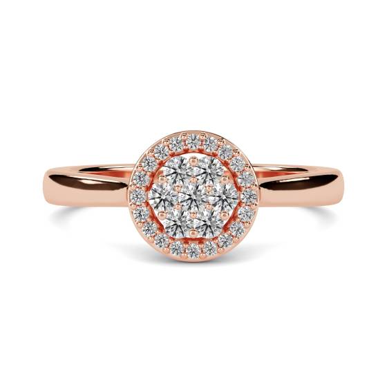 Elegant Round Diamond Halo Cluster Ring
