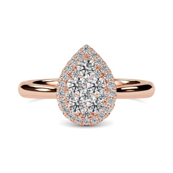 Elegant Round Diamond Halo Cluster Ring
