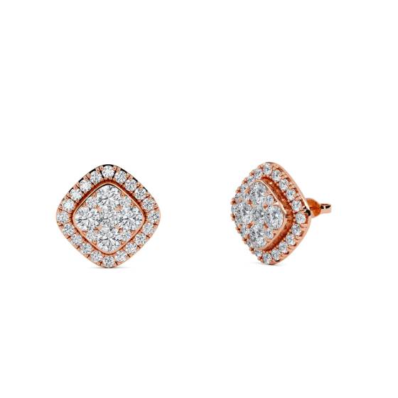 Classic Round Diamond Cluster Earrings