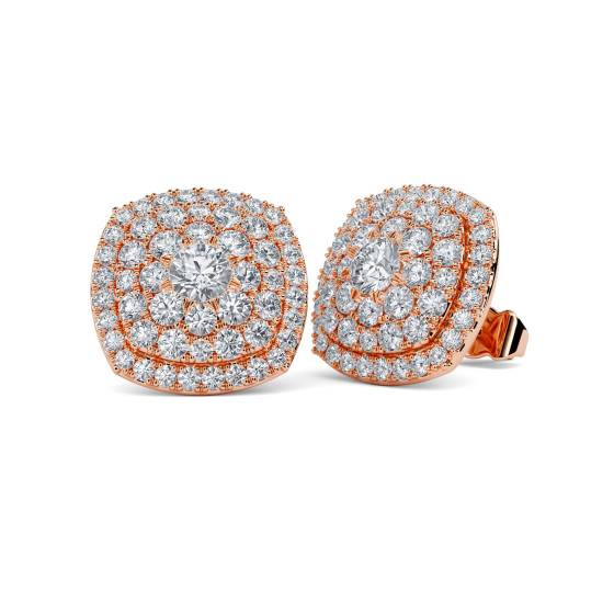 Classic Round Diamond Cluster Earrings