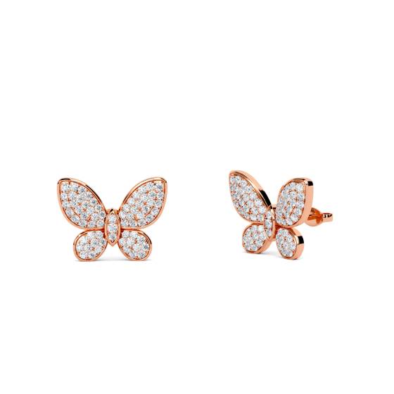 Modern Designer Butterfly Round Diamond Earrings