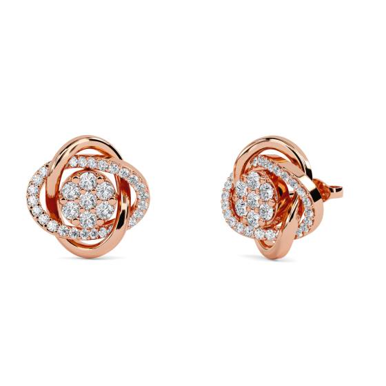 Unique Round Diamond Knot Earrings