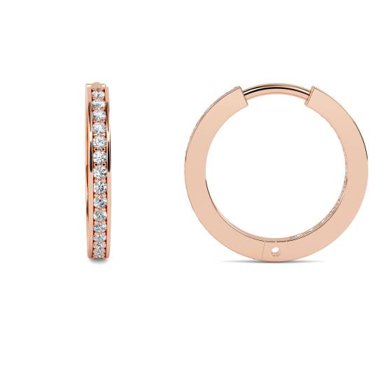 Modern Round Diamond Hoop Earrings