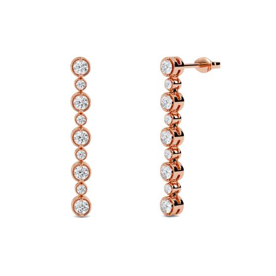 Modern Round Diamond Drop Earrings