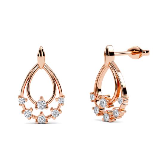 Modern Round Diamond Drop Earrings