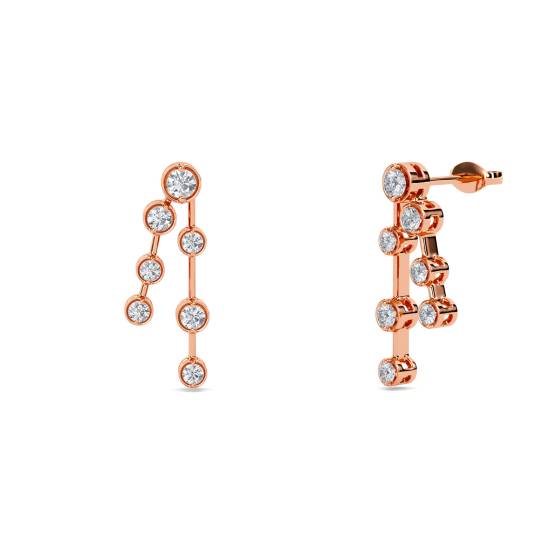 Modern Round Diamond Drop Earrings