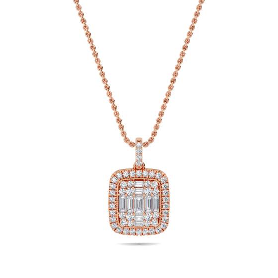 Cluster Round and Baguette Diamond Designer Pendant
