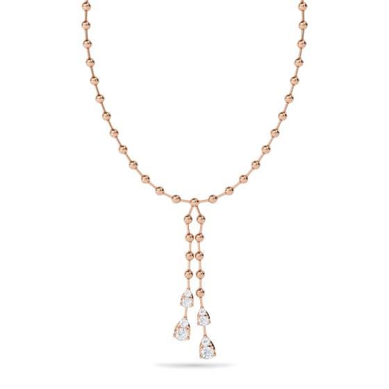 Elegant Round Diamond Two Drop Necklace