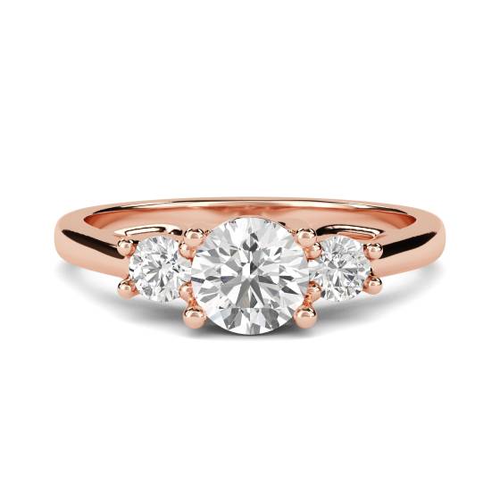 Einzigartiger Trilogie-Ring mit rundem Diamanten