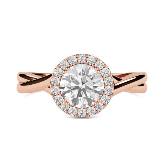 Twist-Runddiamant-Einzelhalo-Ring