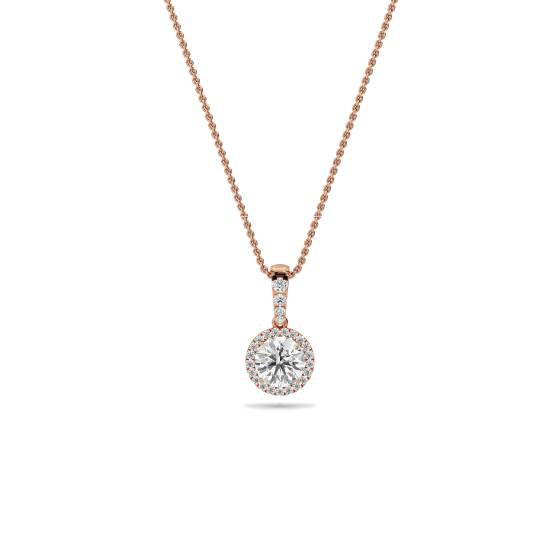 Runder Diamant-Anhänger mit Halo-Fassung