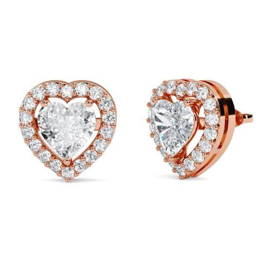 Herzförmige Diamant-Ohrringe mit Halo-Fassung