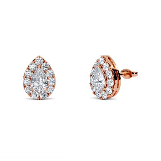 Birnenförmige Diamant-Ohrringe mit Halo-Fassung