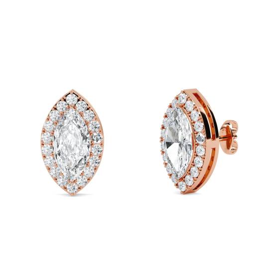 Marquise-Diamant-Ohrringe mit Halo-Fassung