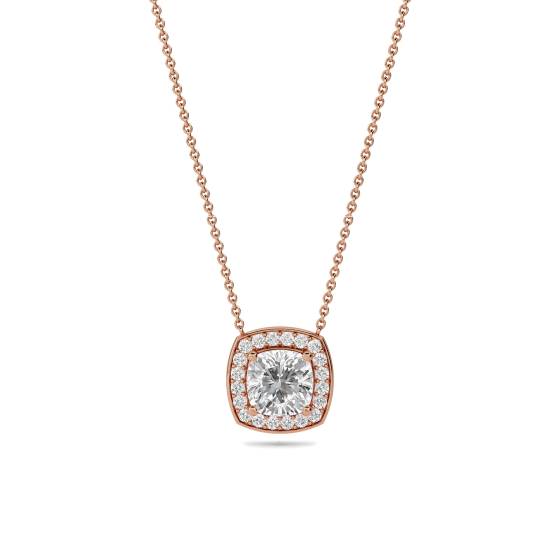 Kissenförmiger Diamant-Anhänger mit Halo-Fassung