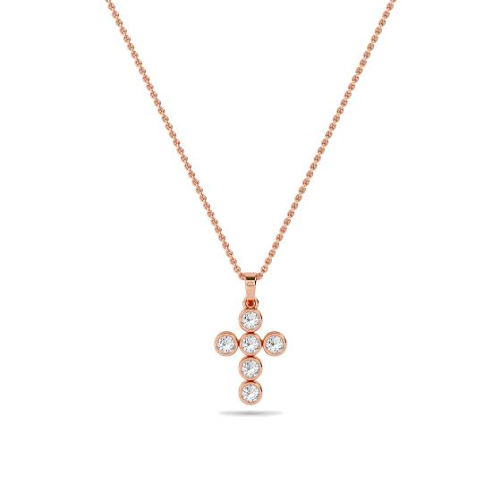 Moderner runder Diamant-Kreuzanhänger