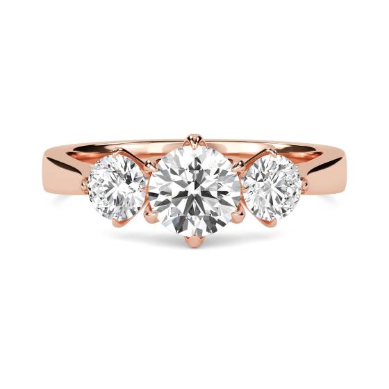 Eleganter Trilogie-Ring mit rundem Diamanten