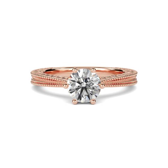 Einzigartiger Ring im Vintage-Filgrinth-Stil mit einem einzelnen runden Diamanten