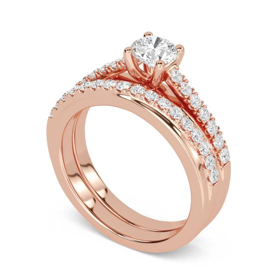 Runder Diamant-Schulterring mit passendem Band