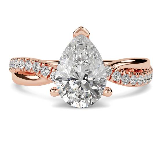 Verlobungsring mit birnen- und runden Diamanten im Infinity-Stil