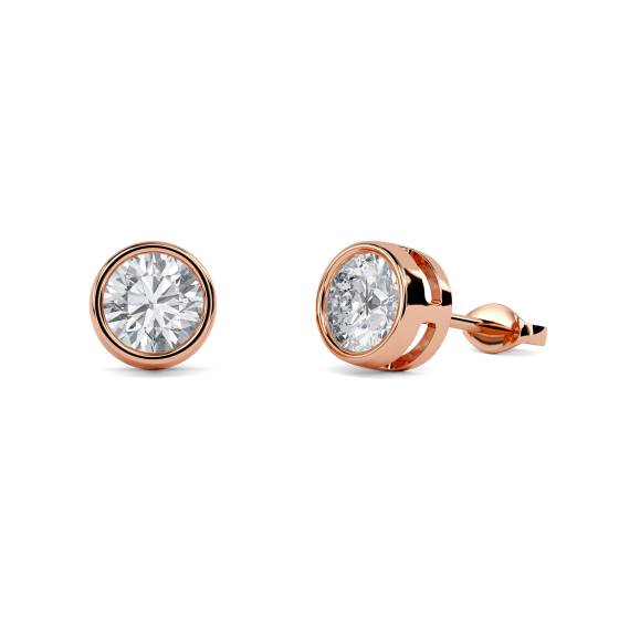 Ohrringe mit rundem Diamanten im Zargenfassung