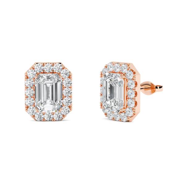 Ohrringe mit Smaragd-Diamant-Halo