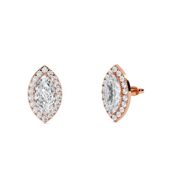Marquise-Diamant-Ohrringe mit Halo-Fassung