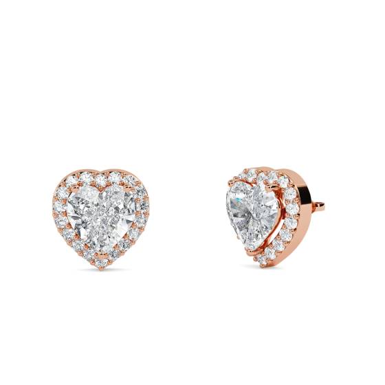 Herzförmige Diamant-Ohrringe mit Halo-Fassung