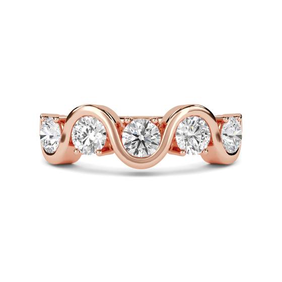 Five Stone Round Diamond Half Eternity Ring
