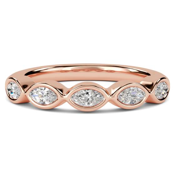 DHHET227 Halb-Ewigkeitsring mit 5 Marquise-Diamanten in Zargenfassung