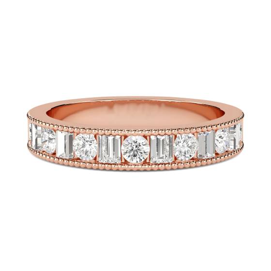 Milgrain Round and Baguette Diamond Eternity Ring