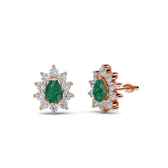 Smaragd- und Diamant-Cluster-Ohrringe