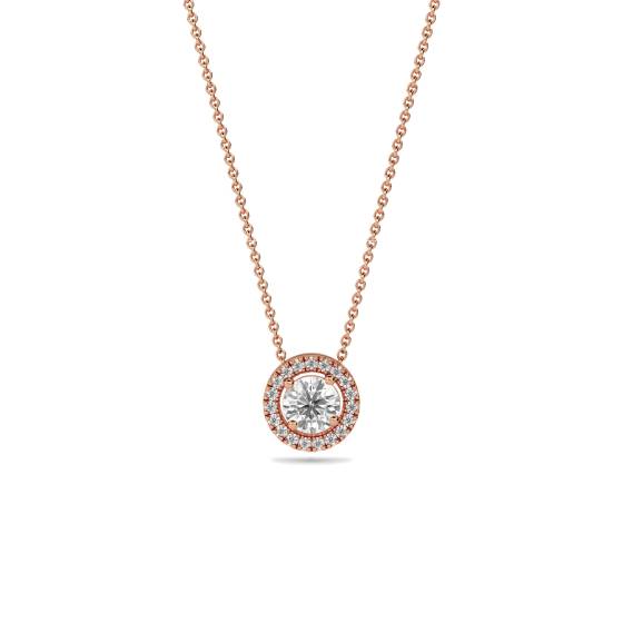 Runder Diamant-Anhänger mit Halo-Fassung
