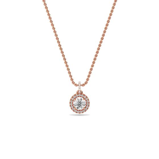 Pavé-gefasster runder Diamant-Anhänger mit Halo-Fassung