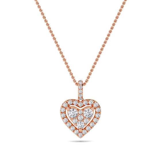 Klassischer runder Diamant-Herzanhänger mit 0,40 ct