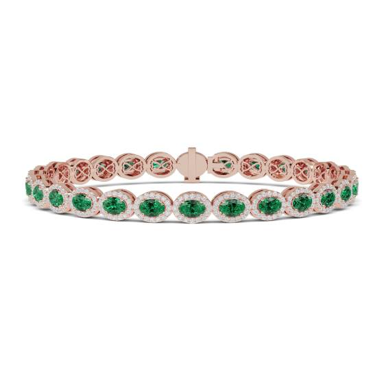 Elegantes Tennisarmband mit 12,30 ct Diamanten und Smaragden