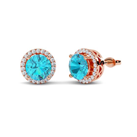 Runde Ohrstecker mit Aquamarin und Diamanten