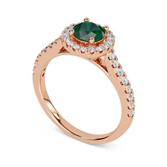 Ring mit 1,10 ct Smaragd und rundem Diamant-Halo