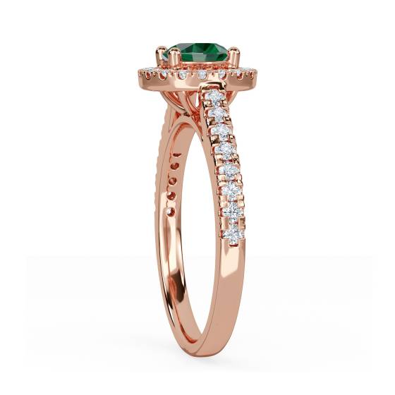 Ring mit 1,10 ct Smaragd und rundem Diamant-Halo