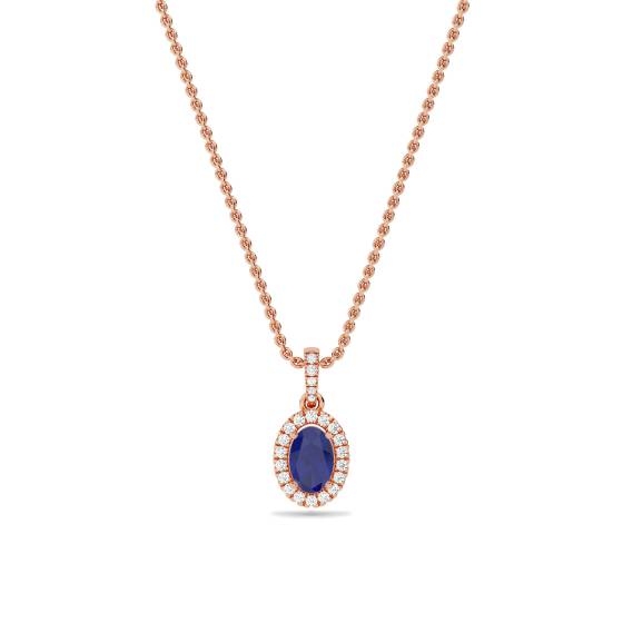 Ovaler Anhänger aus blauem Tansanit und Diamanten (1,60 ct).