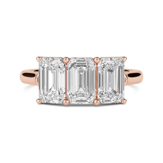 Klassischer Smaragd-Diamant-Trilogie-Ring