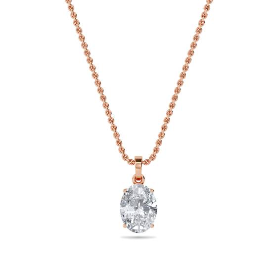 Moderner ovaler Diamant-Solitär-Anhänger