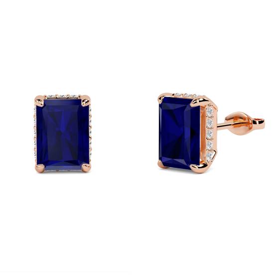 Strahlend blaue Saphir-Diamant-Ohrringe