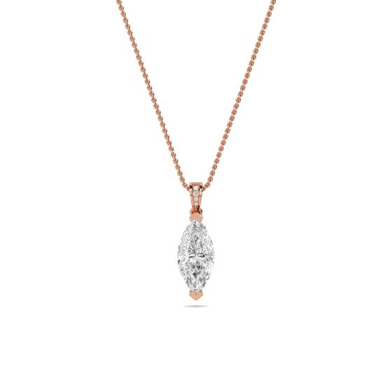 Moderner Solitäranhänger mit Marquise- und Rundschliffdiamanten