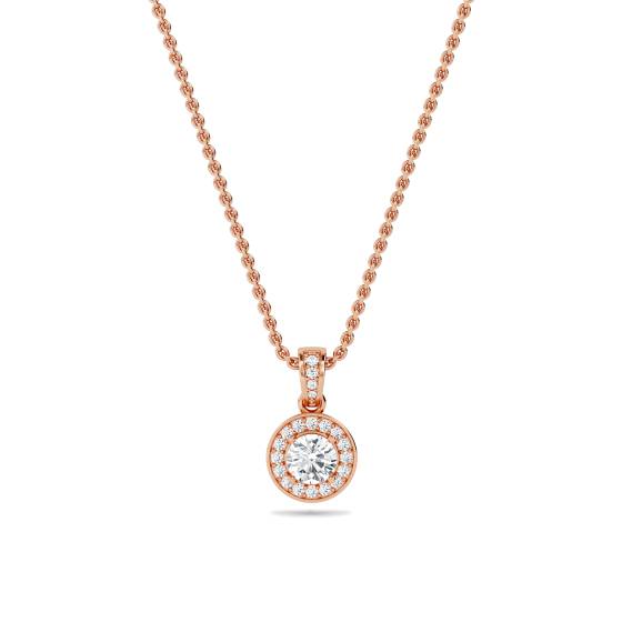 Runder Diamant-Anhänger mit Halo-Fassung