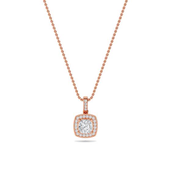 Kissenförmiger Diamant-Anhänger mit Halo-Fassung