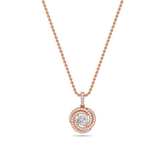 Stilvoller Anhänger mit rundem Diamanten und doppeltem Halo