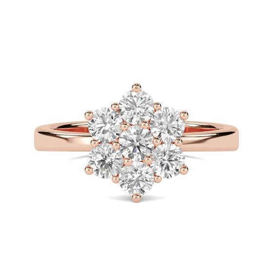 Eleganter Ring mit rundem Diamanten in Blumenform